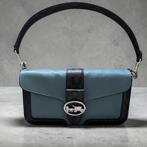 Coach Georgie Blue Leather Shoulder Bag With COA